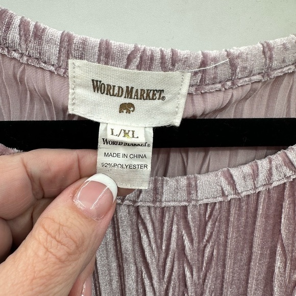 WORLD MARKET purple textured burnout velvet dark romantic feminine top L/XL - Picture 4 of 10